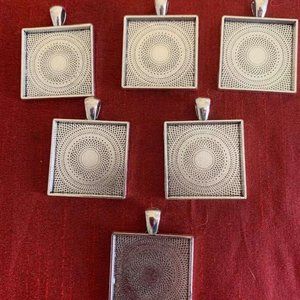 (6) square shape pendant tray for jewelry making